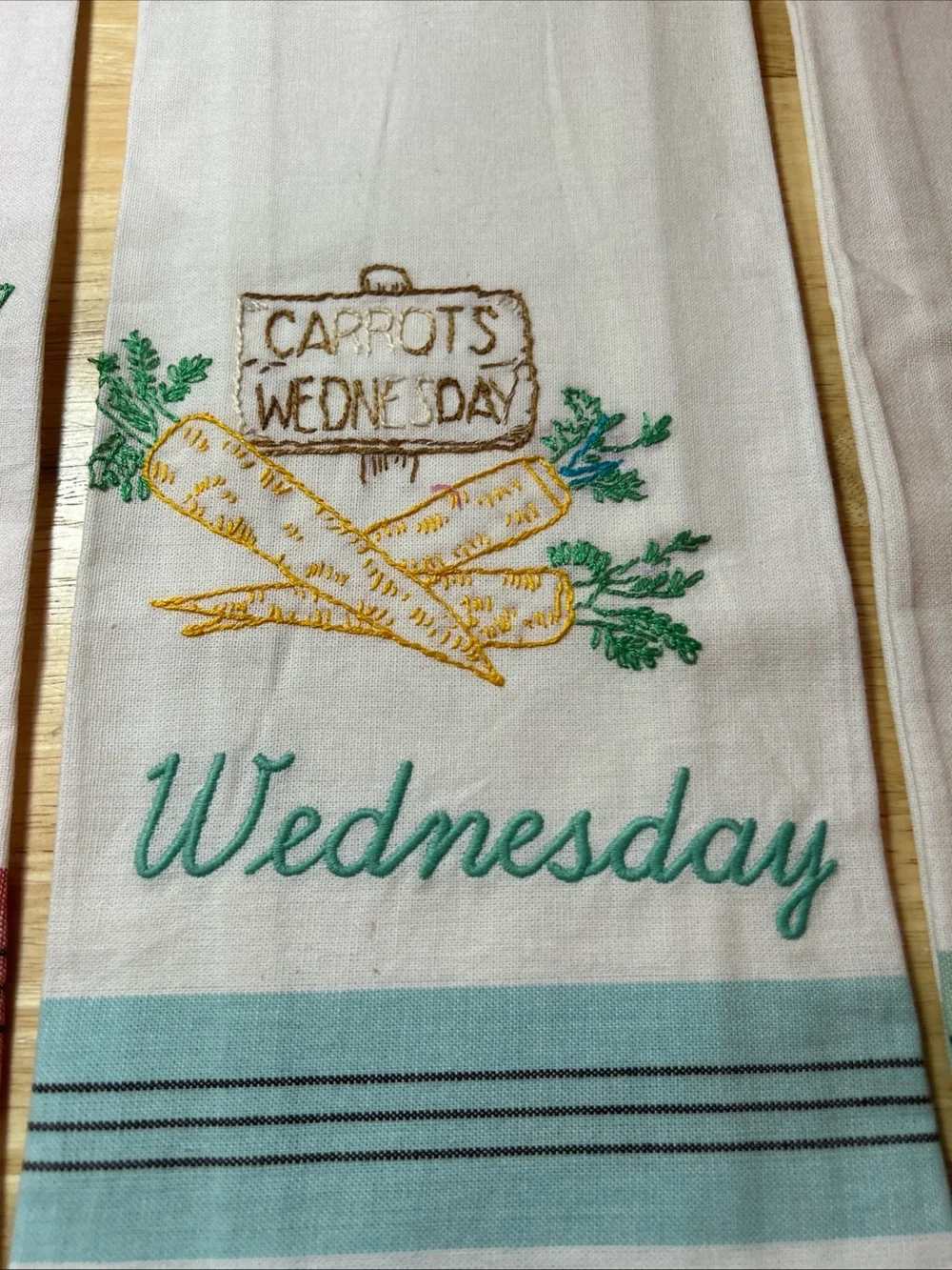 Martha Stewart Kitchen Dish Towels Days of the Week Embroidered Vegetable Granny